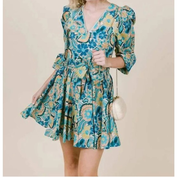 LaRoque Emma Mini Dress in Sapphire‎ Daisy Size Small - Picture 1 of 12